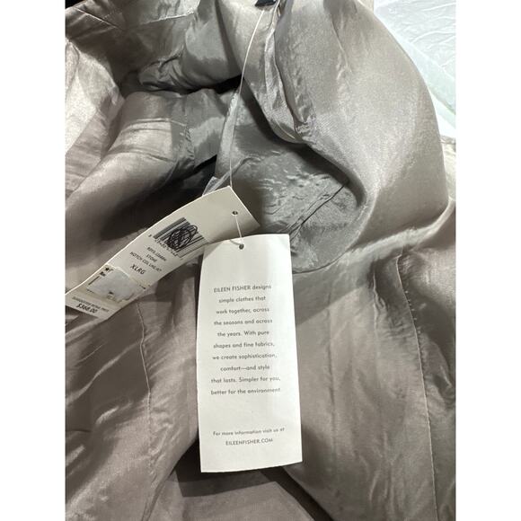 Eileen Fisher Silver Satin Crinkle, Rumple Blazer Jacket, XL New with Tags, NWT - Picture 9 of 10